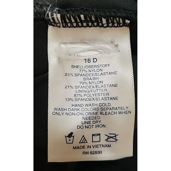 Swim Top Black 16 D Wrap Front (L) Underwire Womens  Lands End S919 - Picture 3 of 4